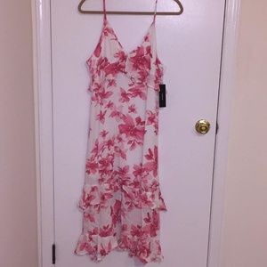 Pink and white floral dress
